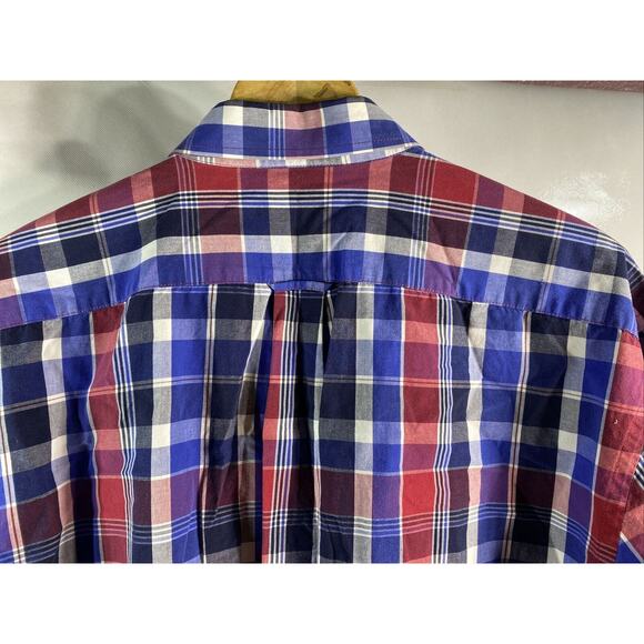 Izod Saltwater Blue & Red Plaid Long Sleeve Button Up Shirt Men's Size XL 46-48 - Picture 7 of 7